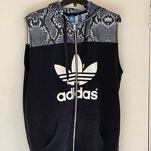 Adidas Black Sleeveless Hoodie with Snake Print